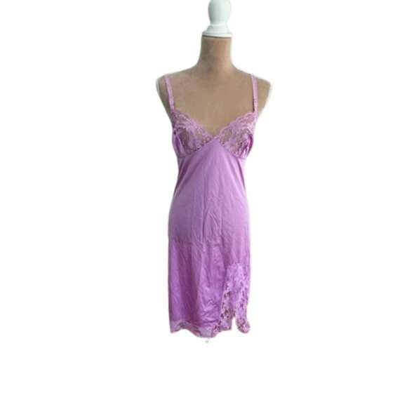 Vintage Kayser Nylon Lace Mellow Grape Full Slip 80's Deadstock NWT 32 - Picture 7 of 7